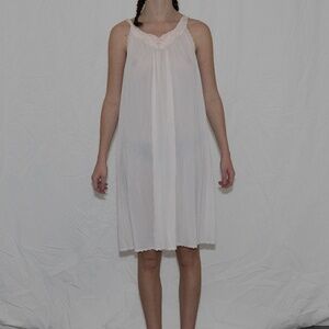 Vintage white babydoll nightgown w/ lace top size large shadowline nylon